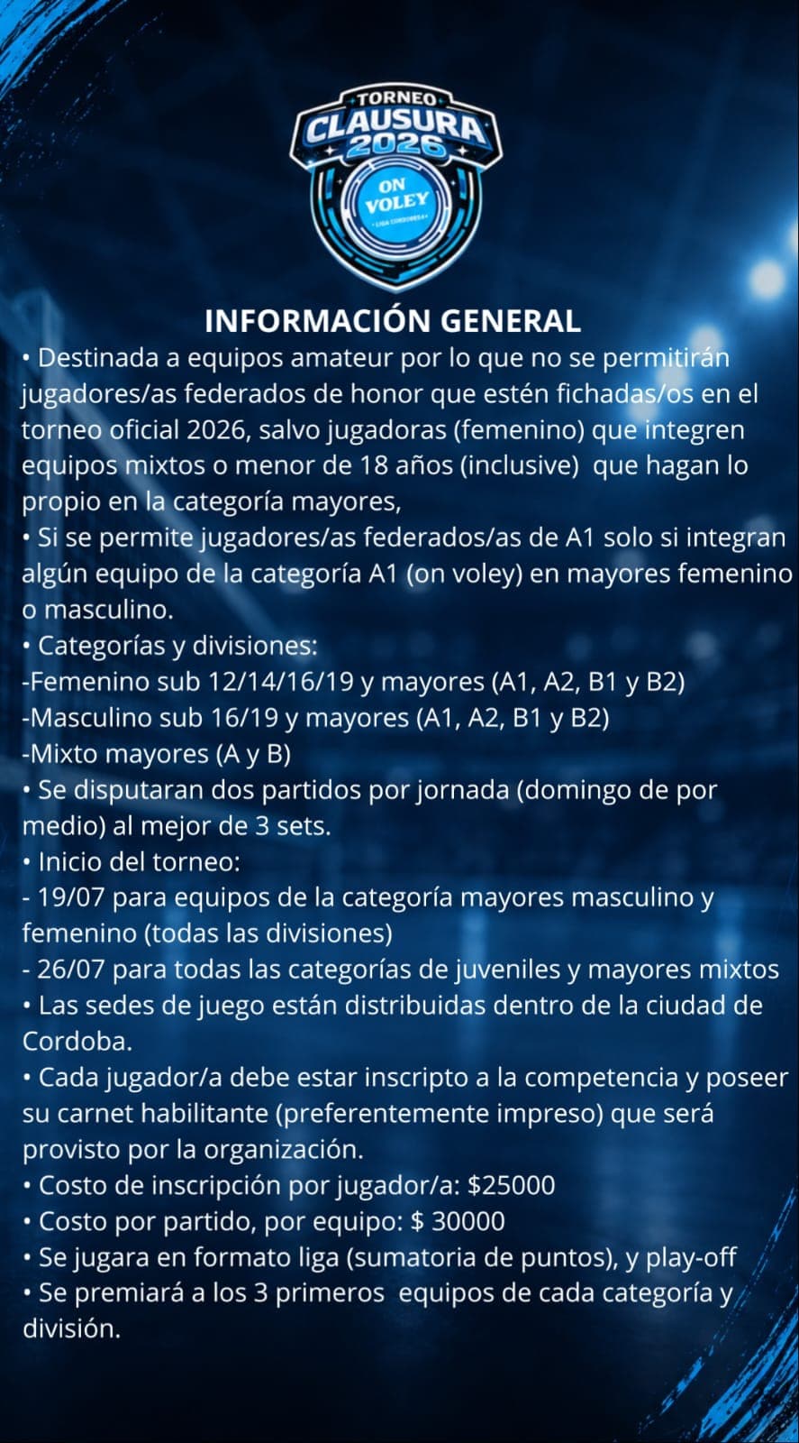 Información General Torneo Clausura 2026